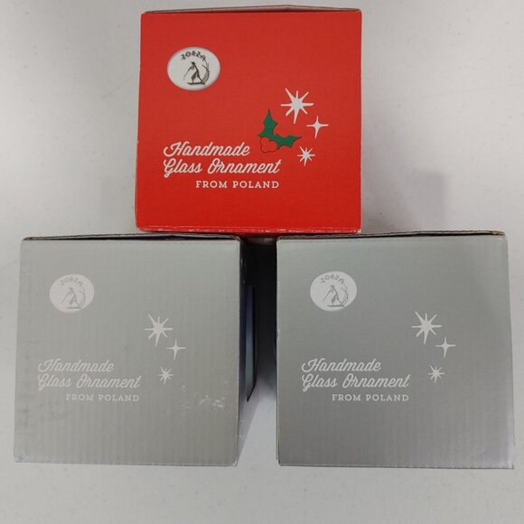 3 Pieces Huta Szkla Zorza Handmade Holiday Glass Ornament From Poland - Picture 6 of 9